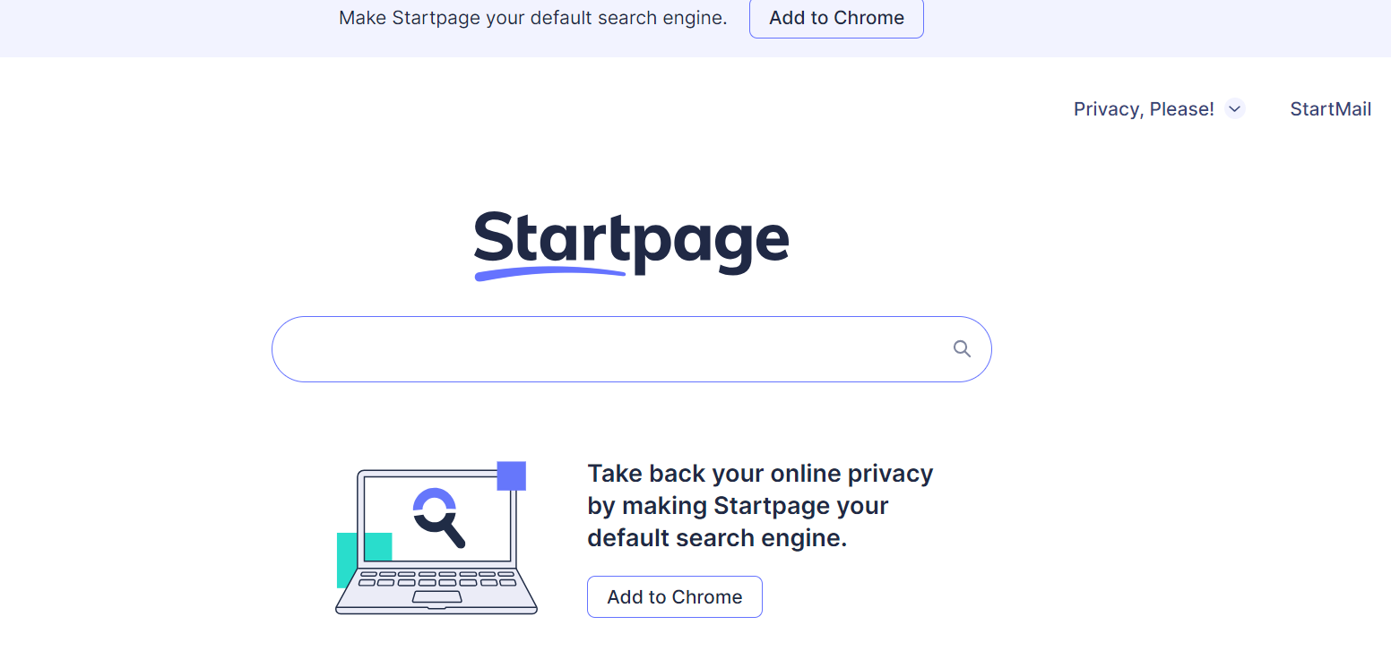 Startpage هو محرك بحث يركز على خصوصية المستخدم وأمانه.