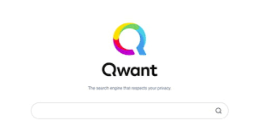 Halaman mesin pencari Qwant, mesin pencari Perancis yang berfokus pada privasi