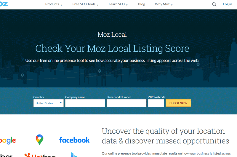 Uma imagem da loja de listagem local Moz