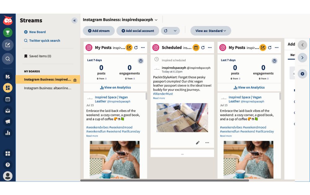 Hootsuite 인터페이스