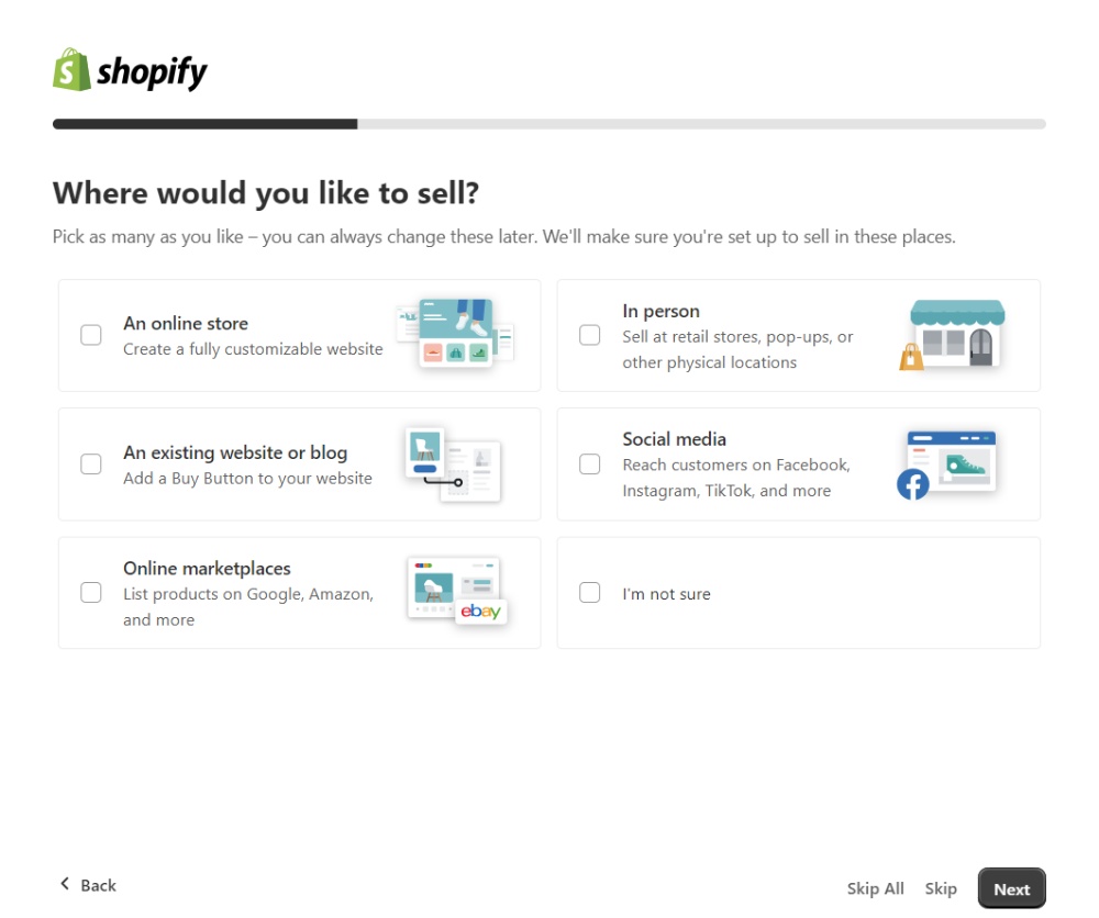 Interface do Shopify