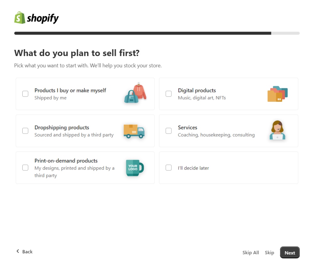 Interfaccia Shopify