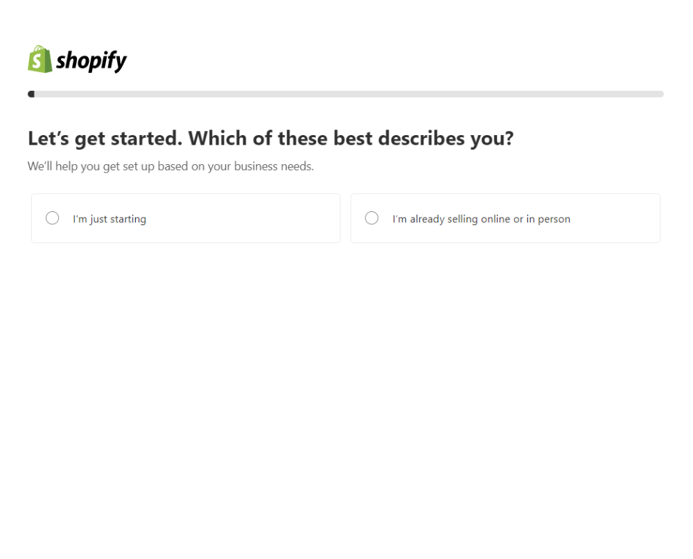 Interface do Shopify