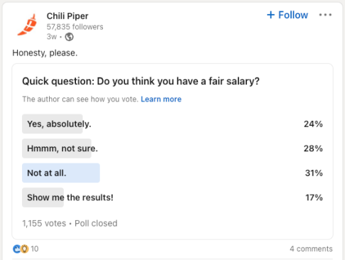 Chili Piper は LinkedIn マーケティングで投票機能を効果的に使用しています