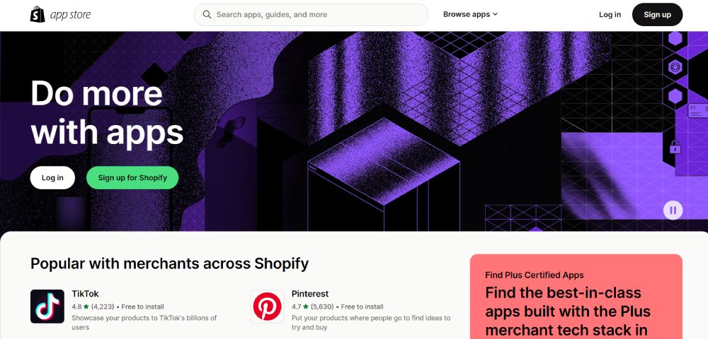 страница приложений Shopify