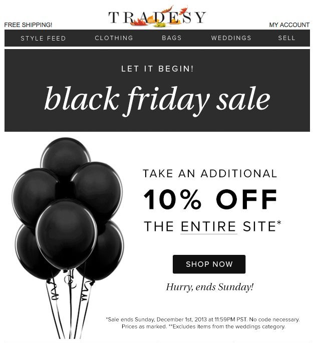 Esempio di newsletter del Black Friday