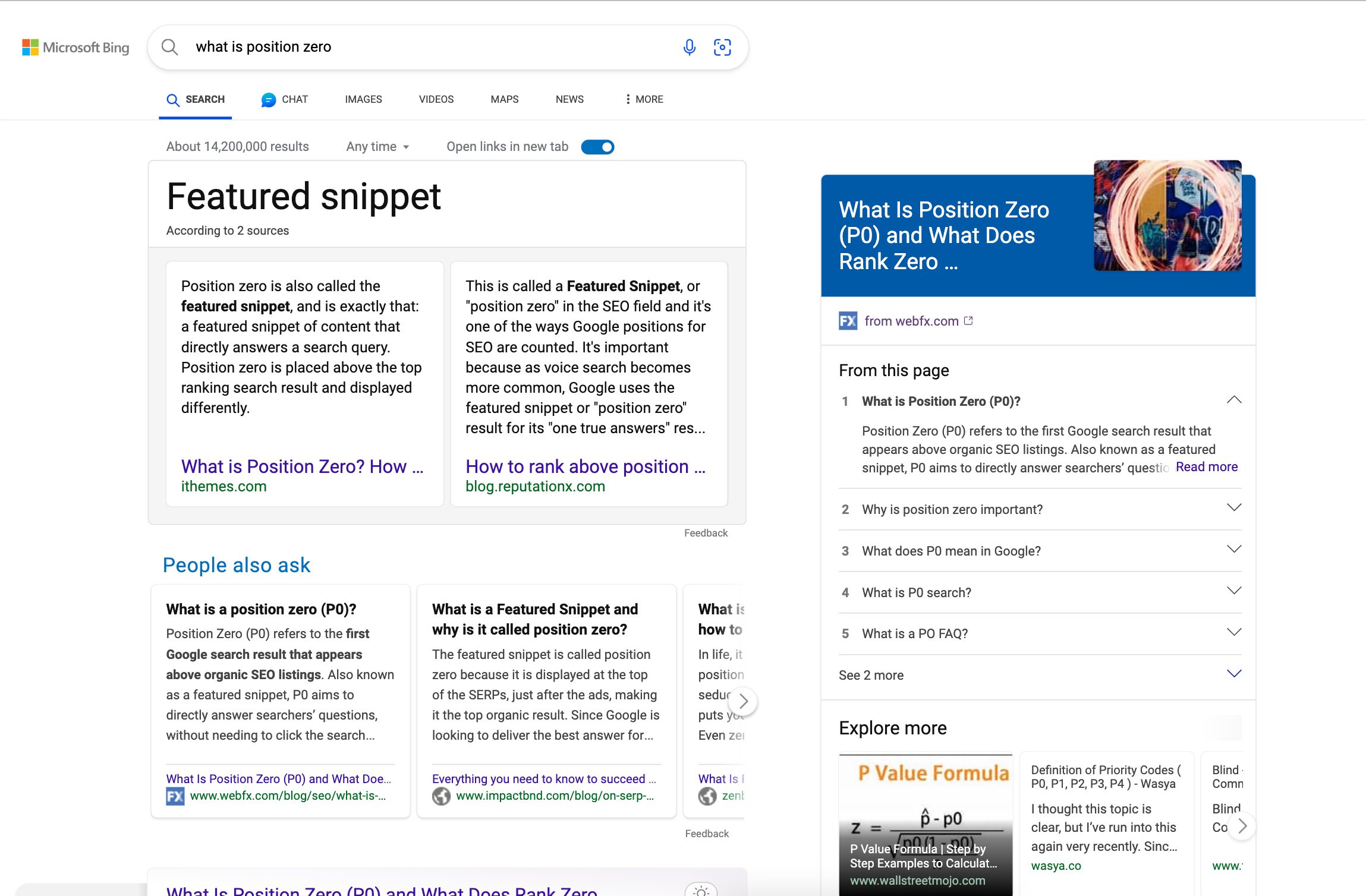 Bing featured snippet