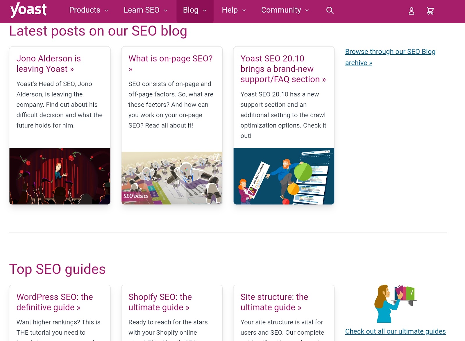 Yoast offre diversi blog di esperti SEO.