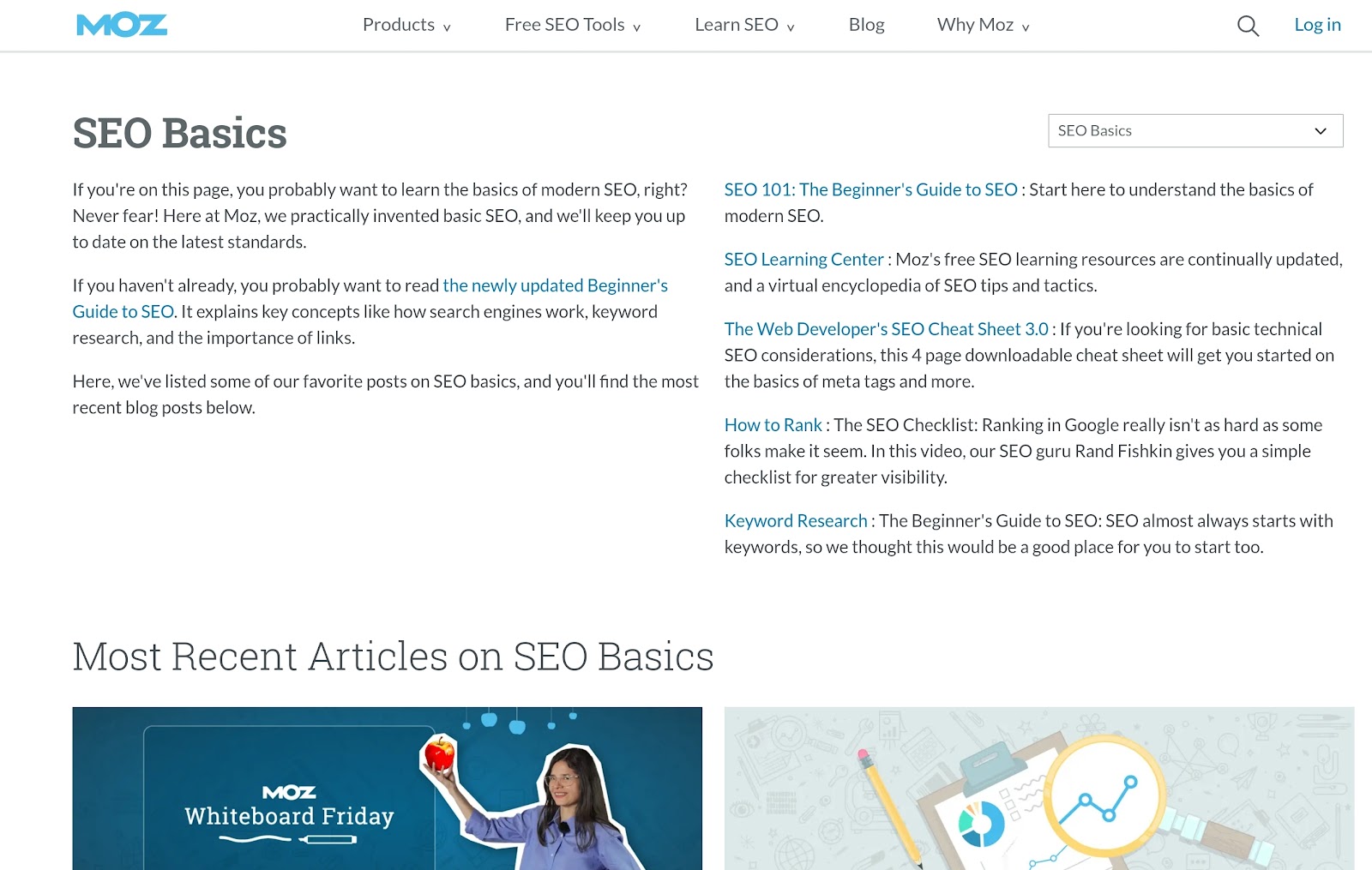 Moz Blog offre diversi blog di esperti SEO.