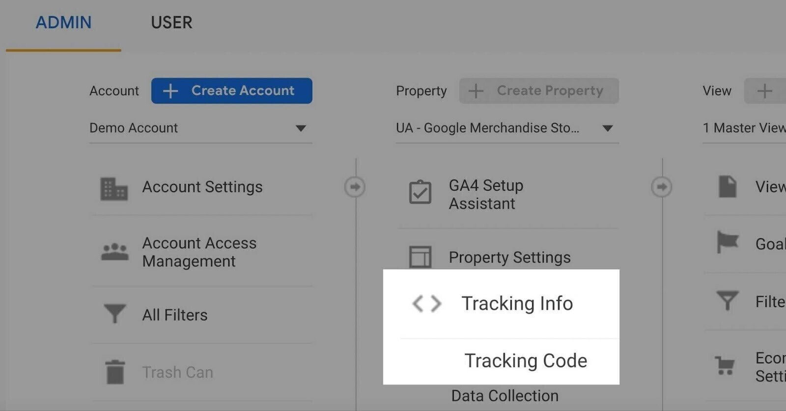 Info pelacakan di gambar Google Analytics