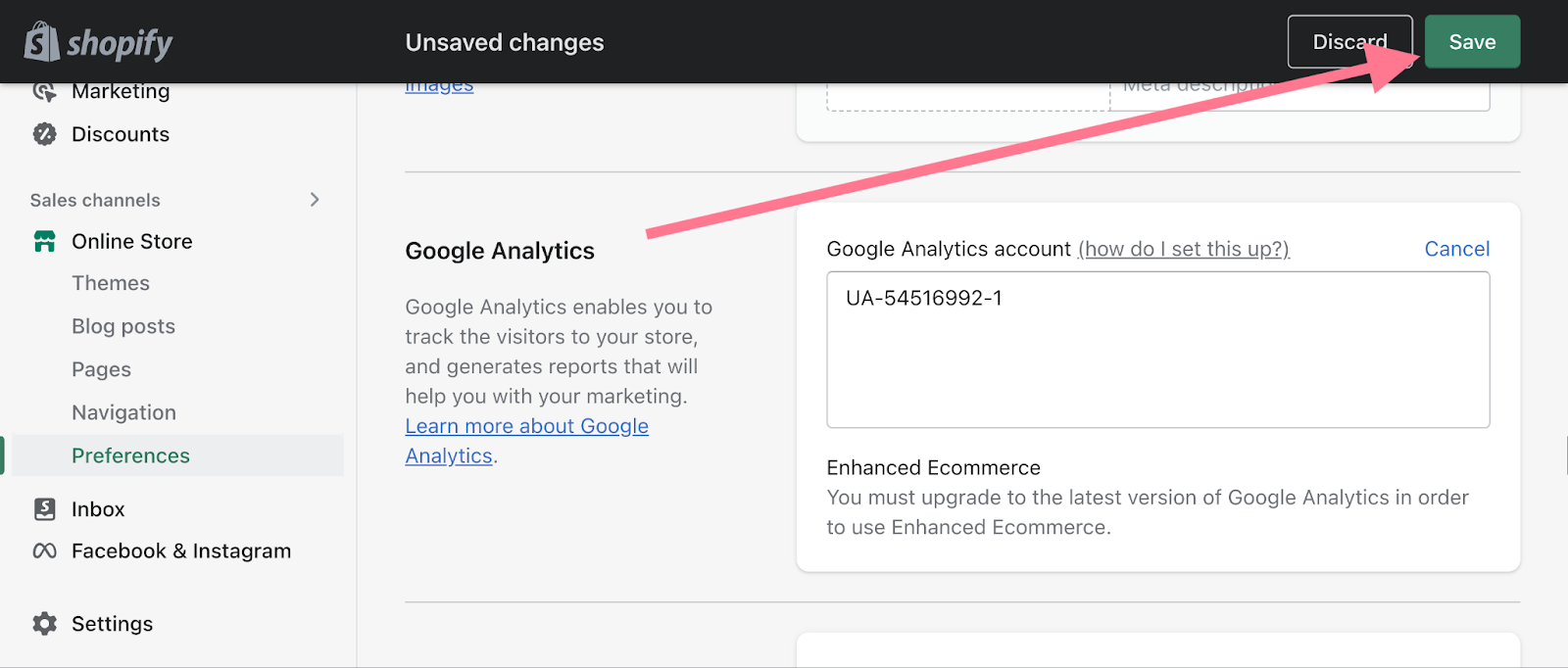 integrasi Shopify dengan Google Analytics