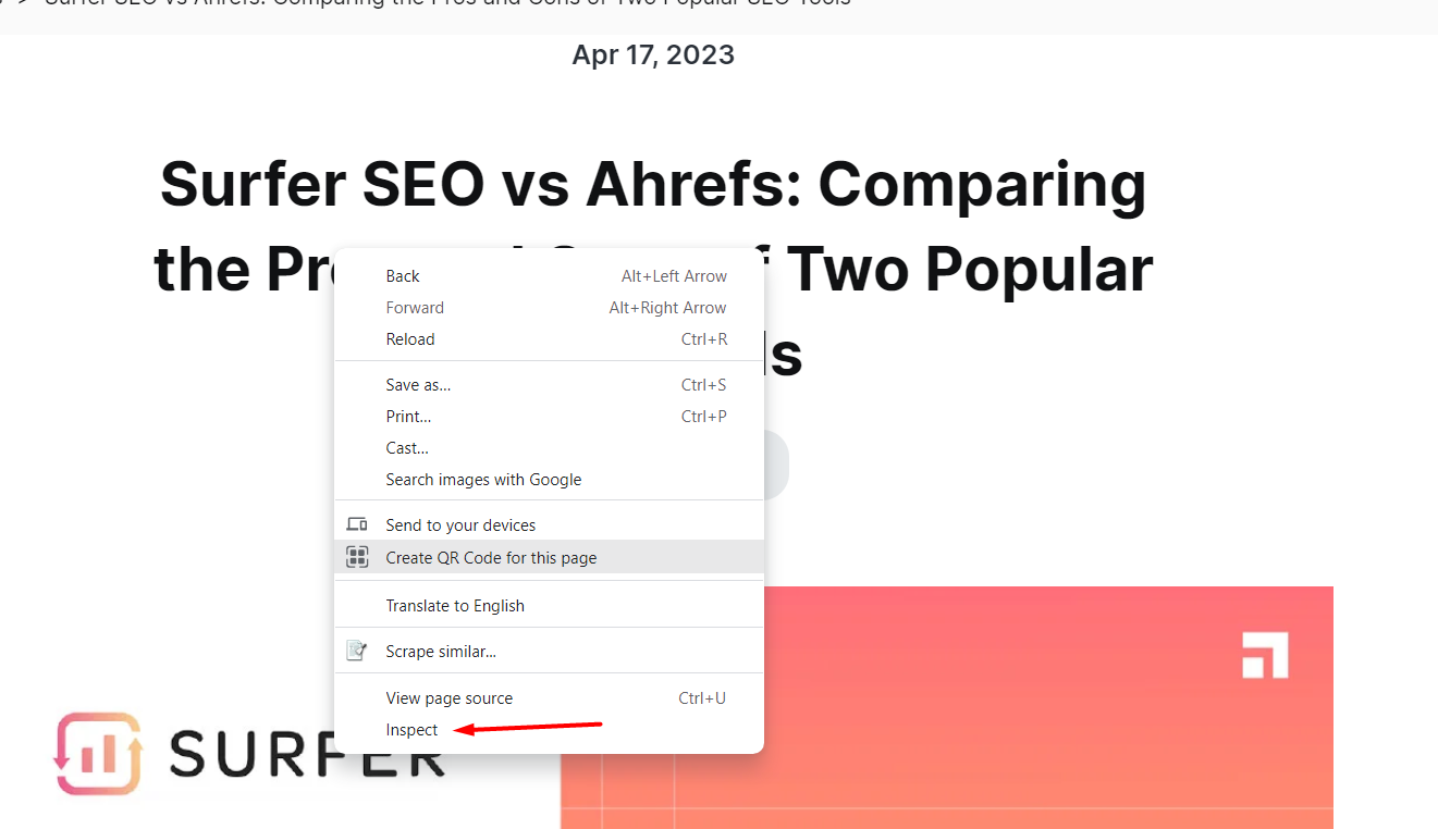 您可以透過右鍵單擊並轉到“檢查”，然後轉到“檢查元素”來存取 HTML 程式碼。