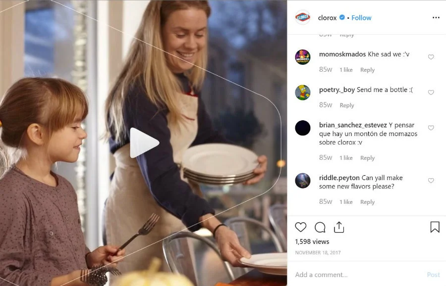 clorox şükran günü instagram gönderisi