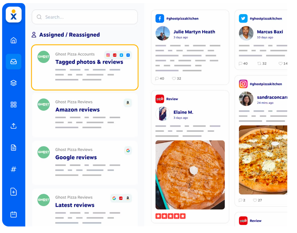 come un ristorante può utilizzare Nextiva per rivedere, gestire e rispondere a più recensioni online da un'unica piattaforma.