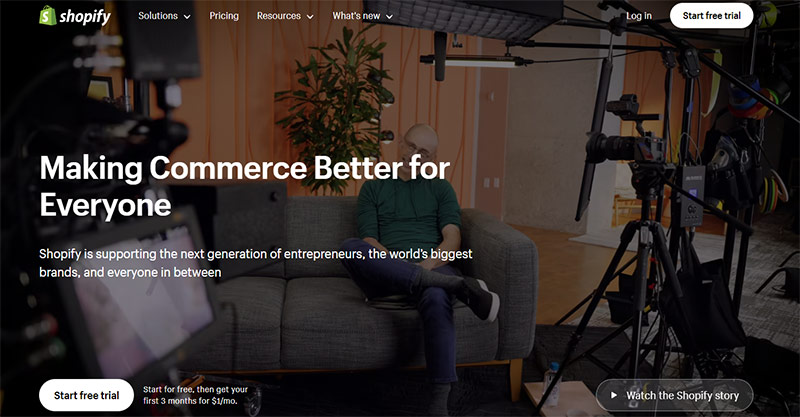 Home page di Shopify