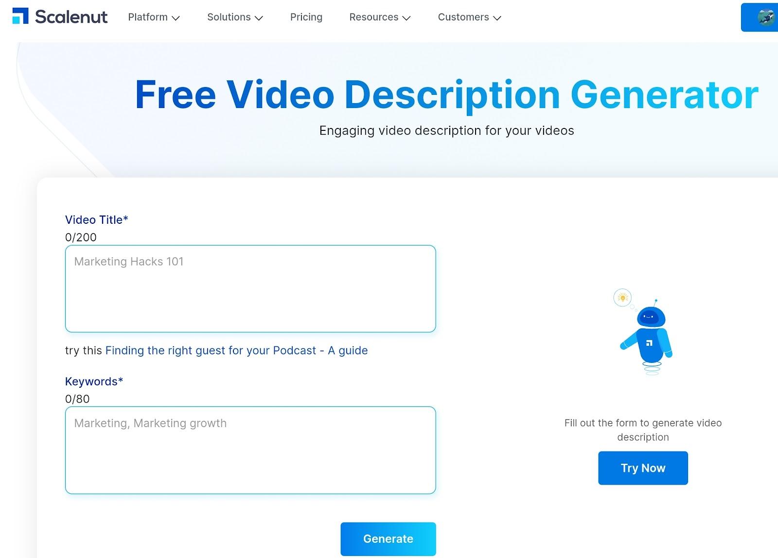 Il generatore di descrizioni video gratuito può aiutarti a generare descrizioni video accattivanti.