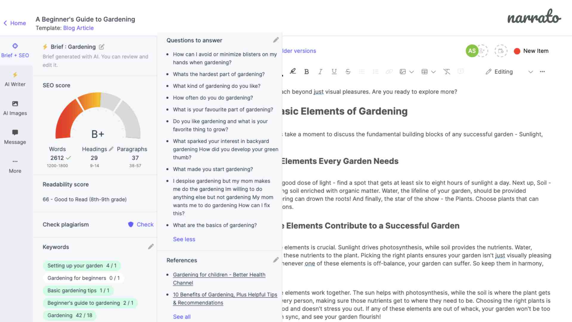 Gerador de resumo de conteúdo AI SEO do Narrato