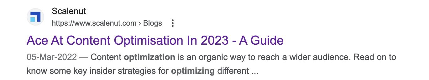 Meta descripción de un blog de Scalenut sobre optimización de contenidos