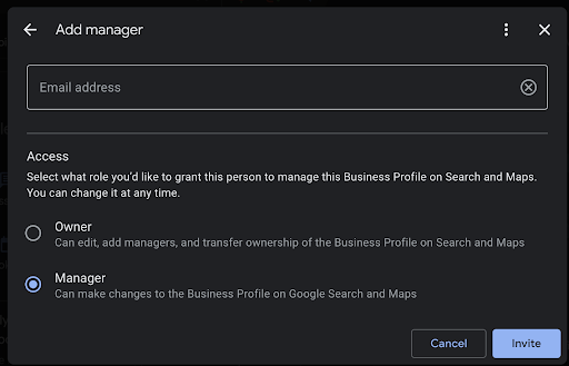 come aggiungere un manager a un profilo aziendale su Google