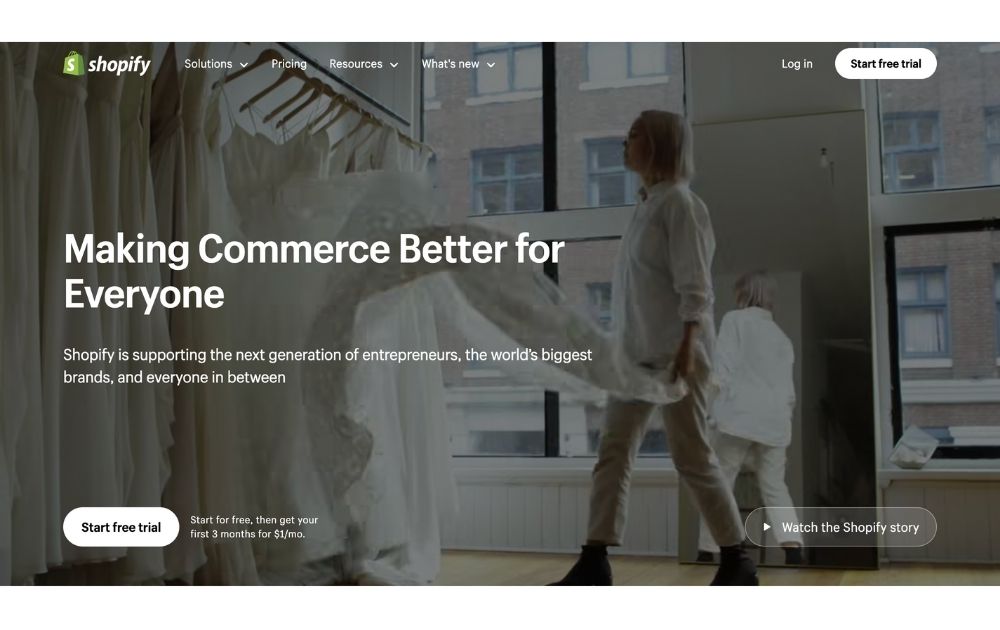 Home page di Shopify