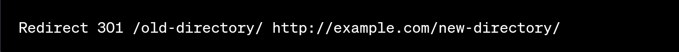 Este es el código de redireccionamiento 301 para redirigir el directorio de un sitio después de un cambio de URL en servidores Apache