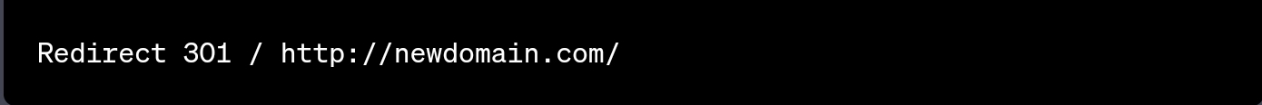 Ini adalah kode pengalihan 301 untuk mengalihkan seluruh domain di server Apache.