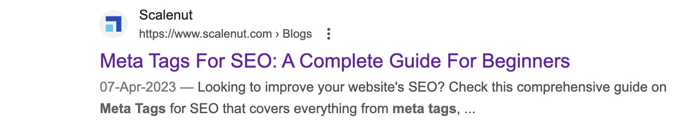 Блог Scalenut о метатегах для SEO