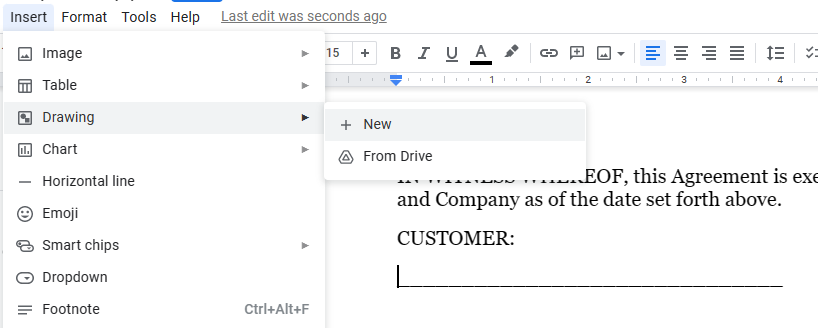 Nuova firma in Google Docs