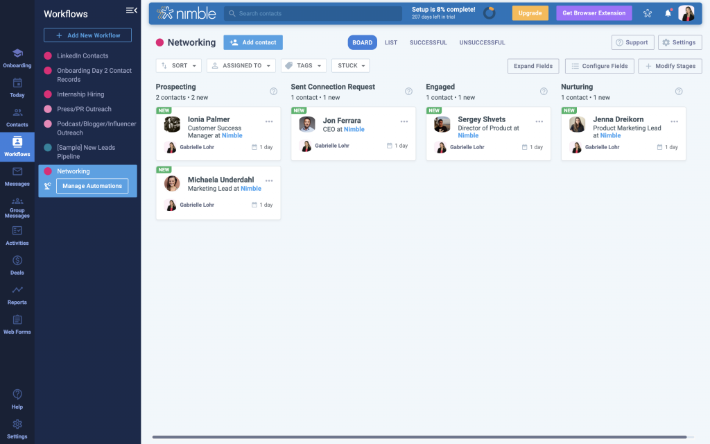 Fluxo de trabalho de CRM ágil