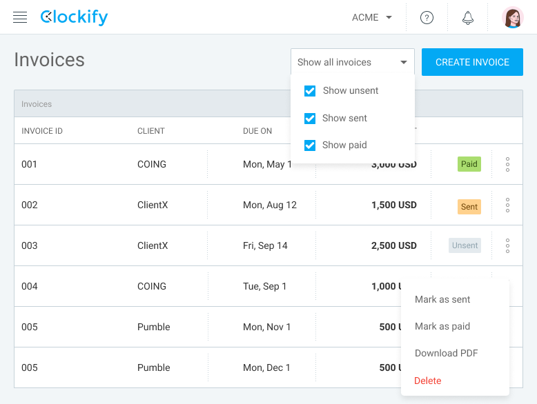 Novidades Clockify