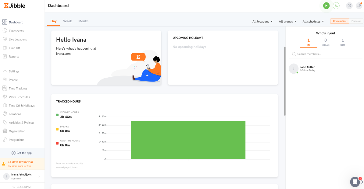 Jibble dashboard