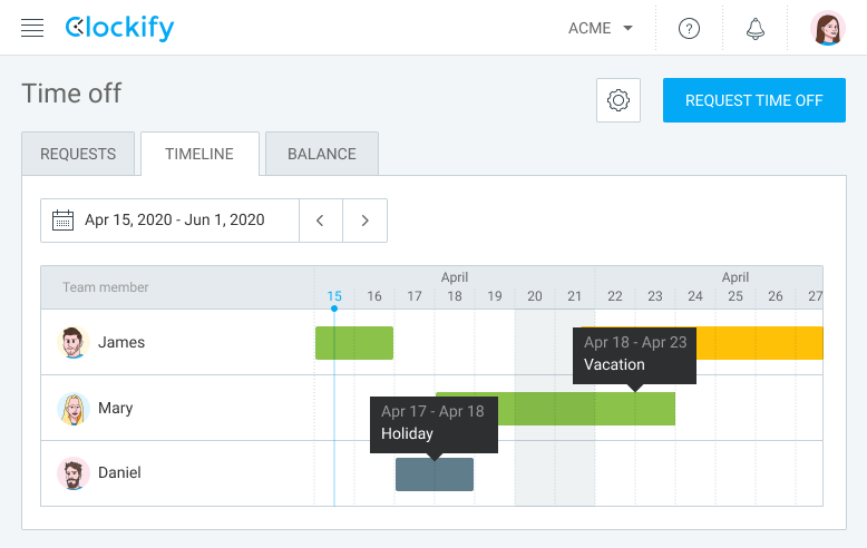 Clockify свободное время