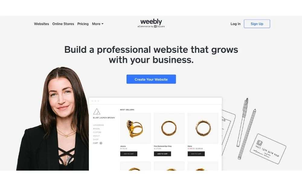 домашняя страница Weebly