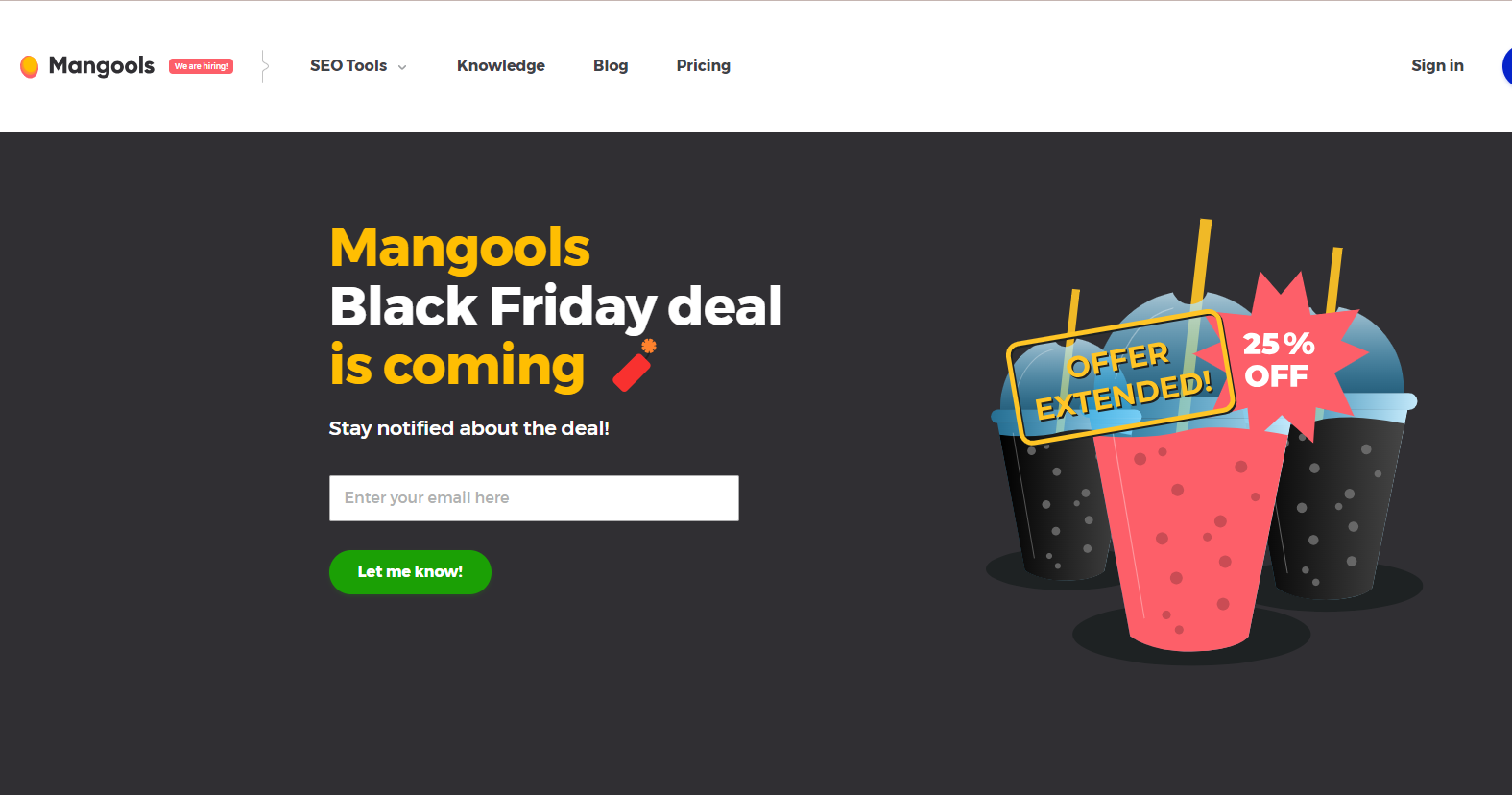 الصفحة المقصودة لـ Mangools Black Friday