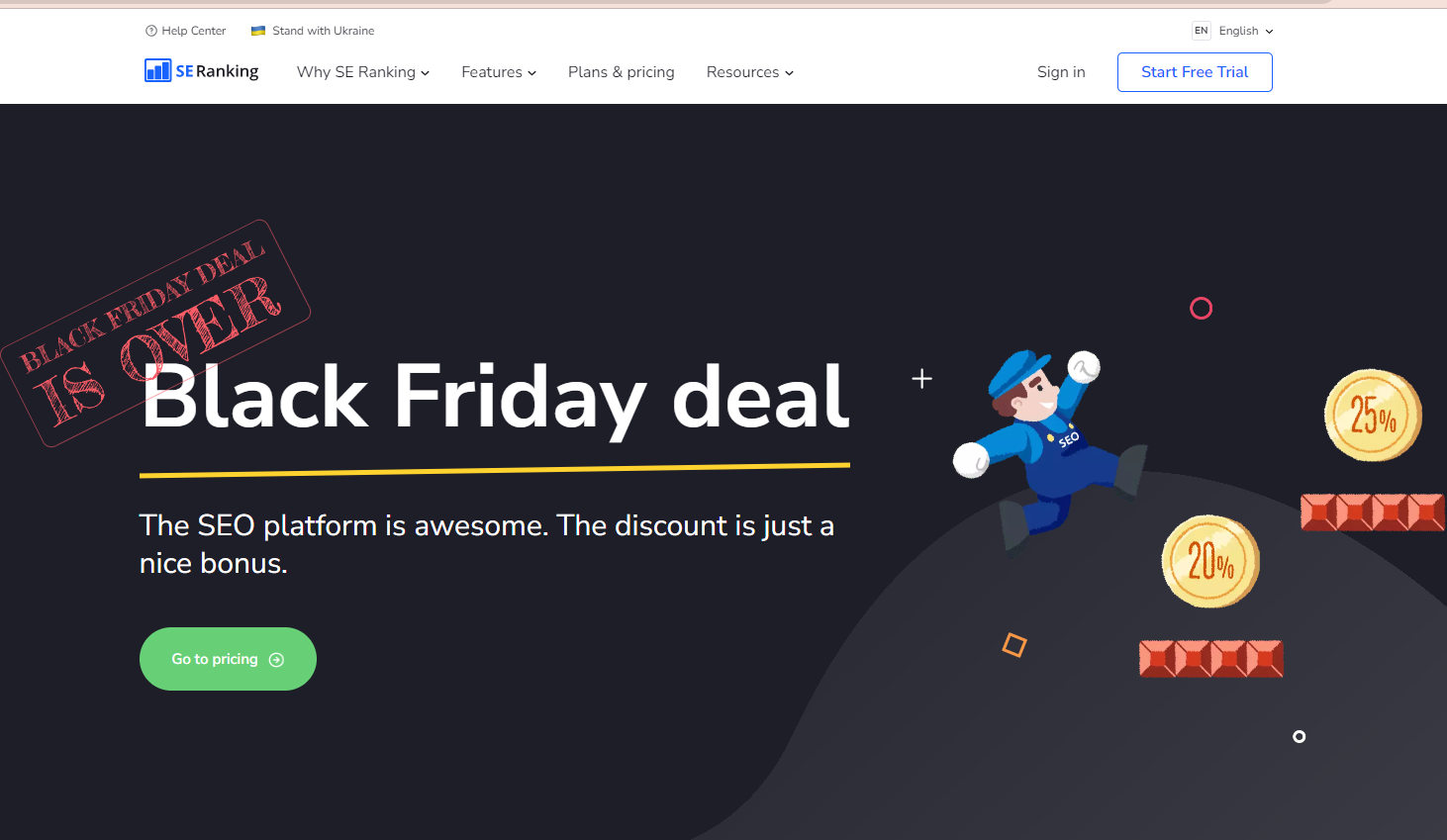 หน้า Landing Page ของการจัดอันดับ SE ในวัน Black Friday