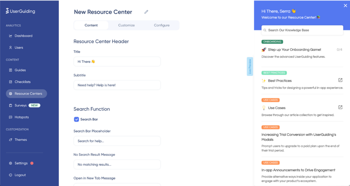 SaaS-Wachstumstrends – Ressourcenbasis von UserGuiding