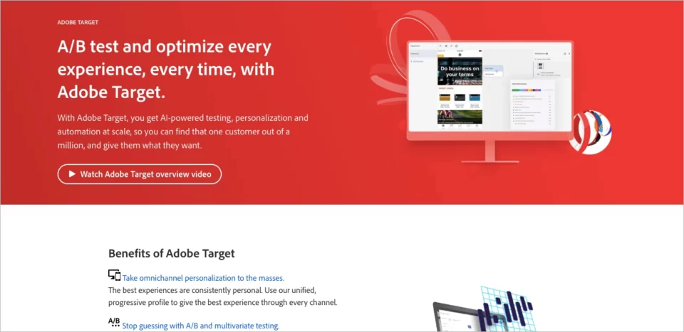 Najlepsze narzędzie A/B dla dużych przedsiębiorstw: Adobe Target