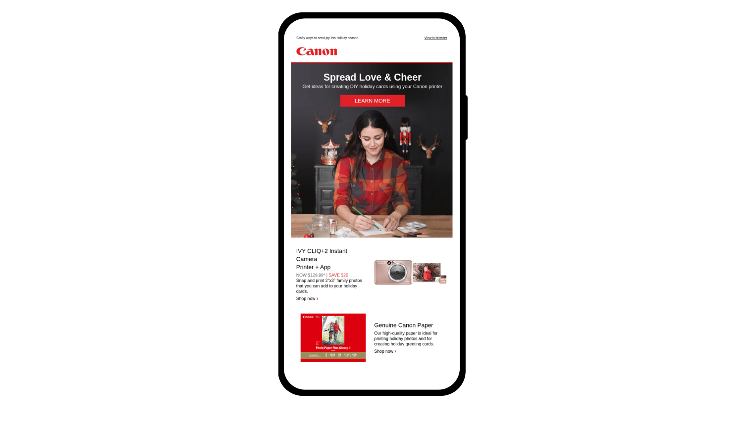 Voici un e-mail que Canon envoie aux clients