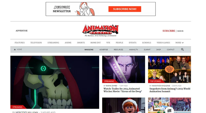 page d'accueil du site d'animation