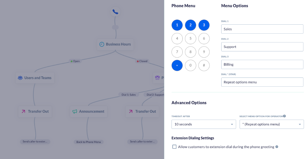 Configurar el flujo de llamadas IVR en Nextiva