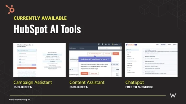 hubspot strumenti ai chatspot, assistente campagna e assistente contenuti