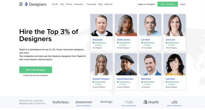 최고의 디지털 제품 디자인 회사 - Toptal Designers