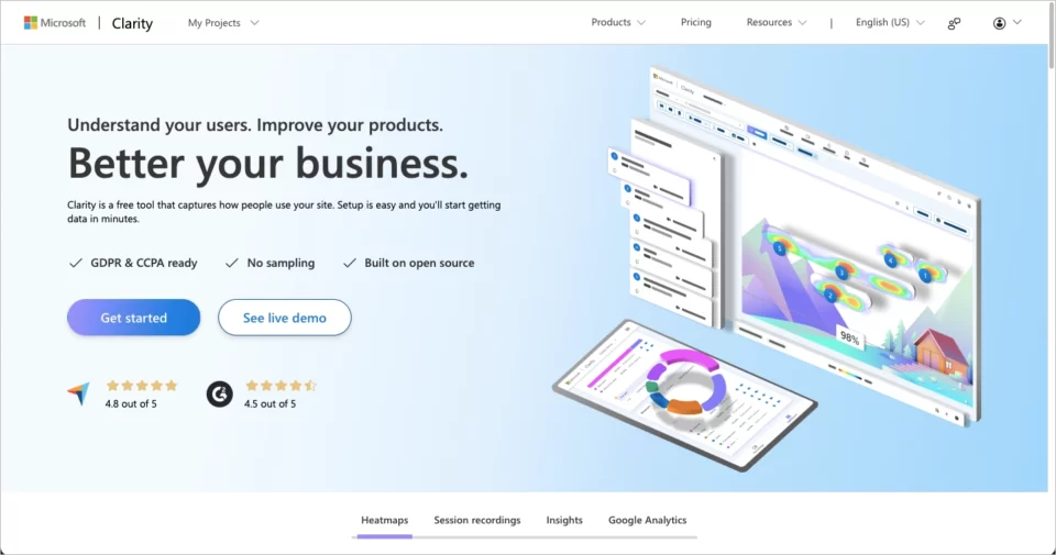 Beste kostenlose Heatmap-Software: Microsoft Clarity