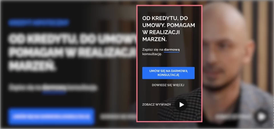 przykład mobilnej strony docelowej