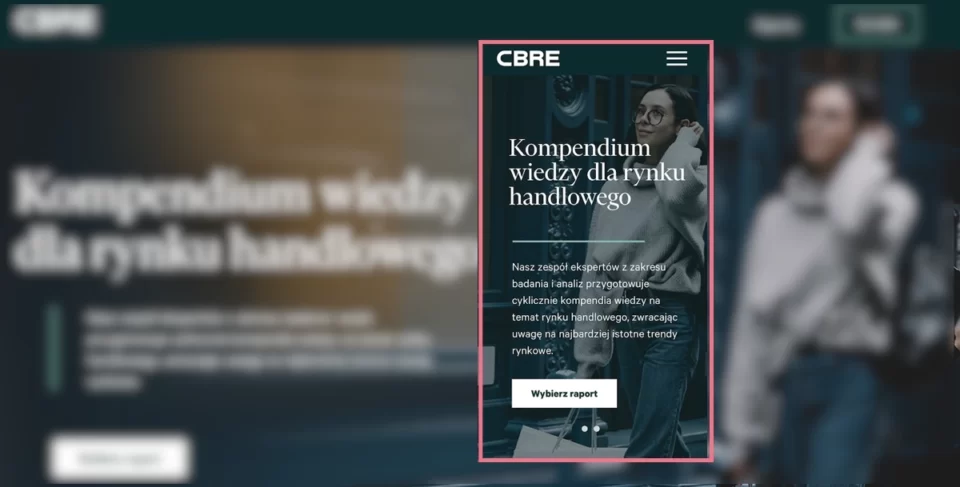 Página de destino móvel da CBRE