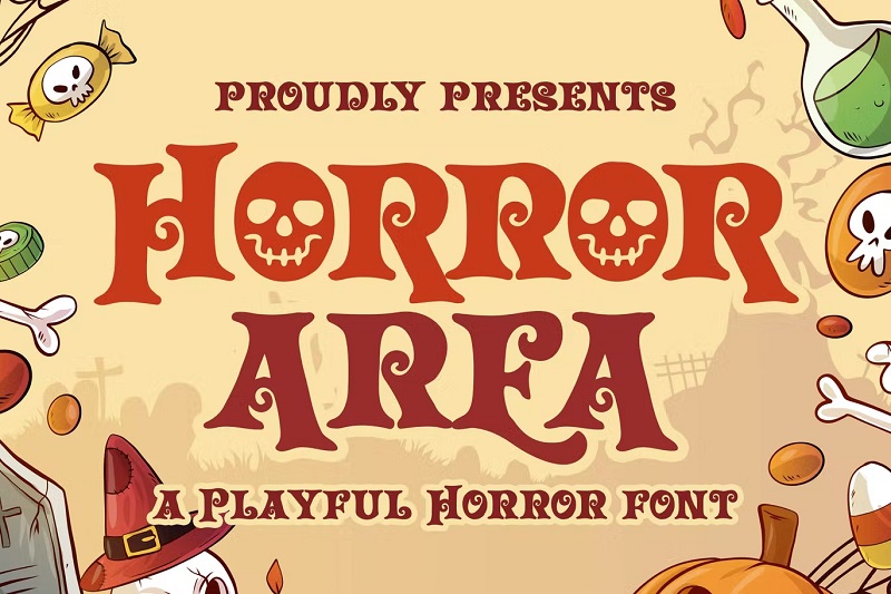 Schriftart „Horror Area“.