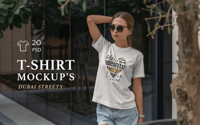 Mockup di t-shirt Strade di Dubai