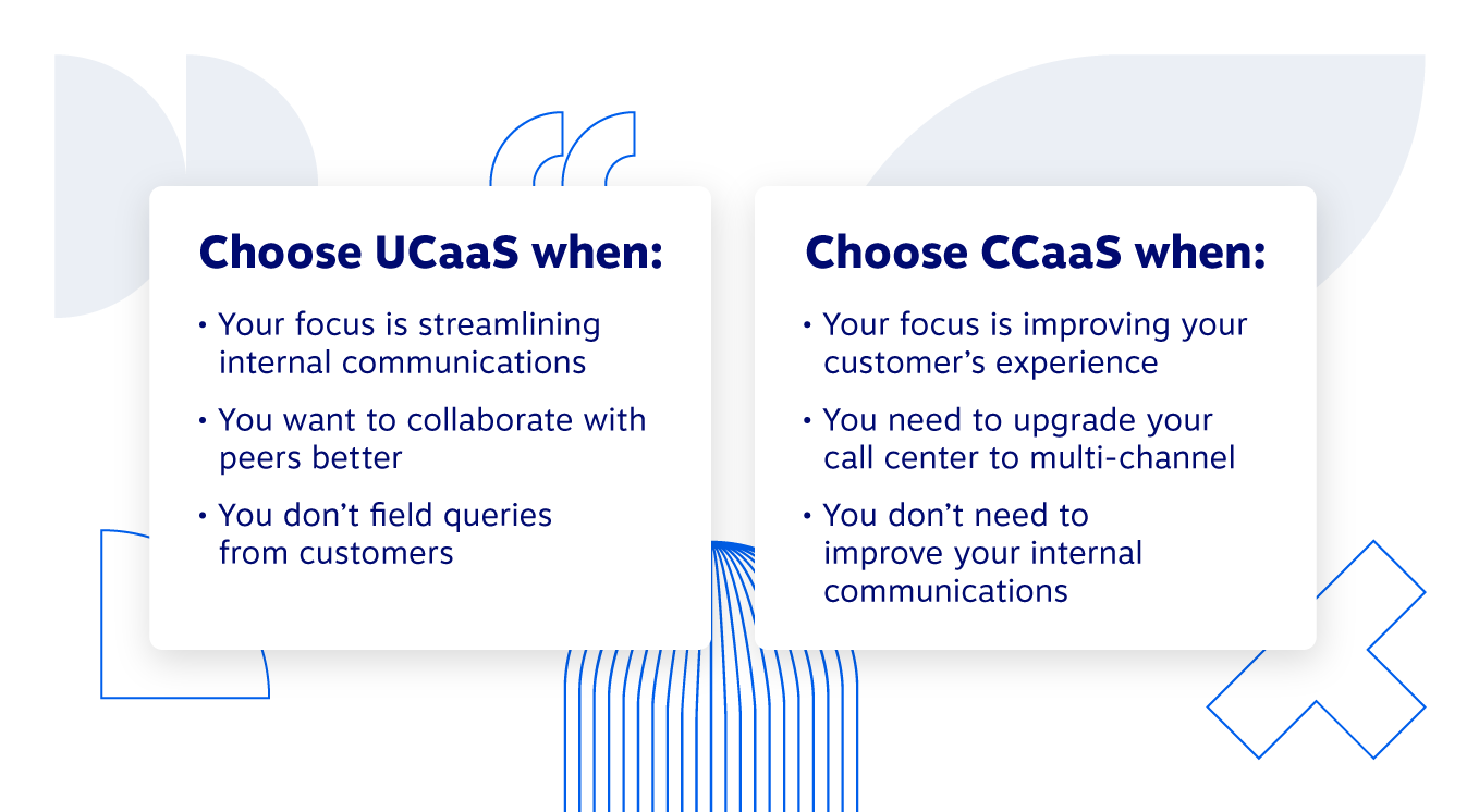 UCaaS frente a CCaaS. Cuál elegir