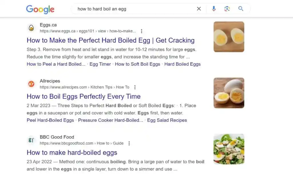 固ゆで卵の作り方の検索クエリを含む Serps を更新