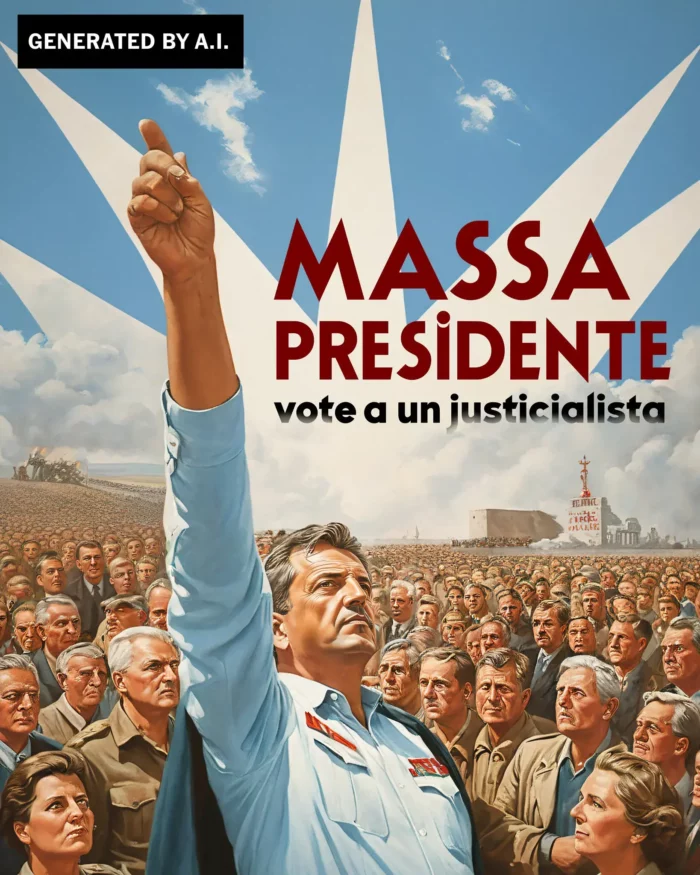 ein gefälschtes, von KI generiertes Präsidentschaftswahlplakat aus Argentinien